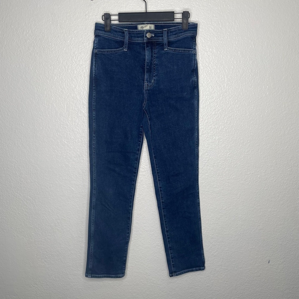 Madewell High-Rise Slim Straight Jeans Size 25 Dark Wash Stretch Denim